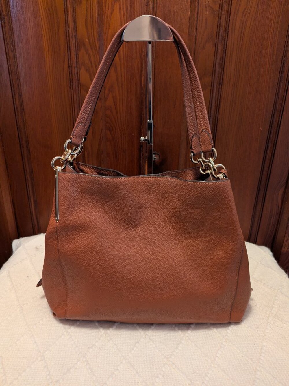 COACH Polished Pebble Leather Dalton 31 Shoulder Bag